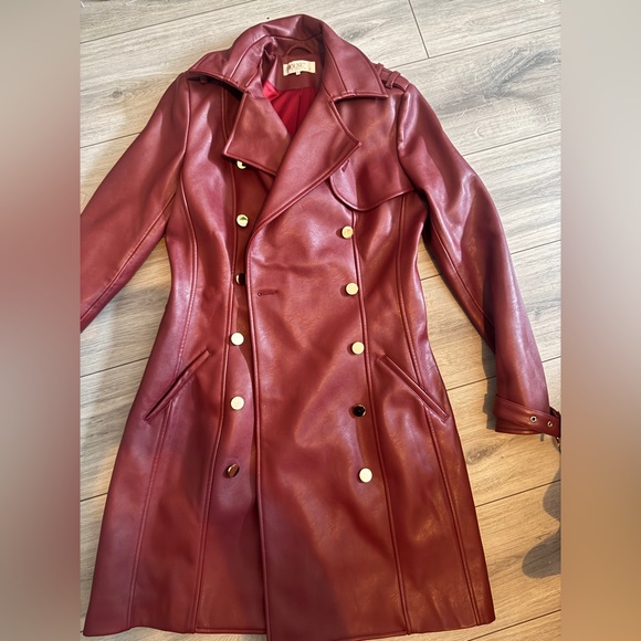 House of CB Burgundy Leather Jacket - Picture 2 of 7